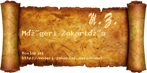 Mágeri Zakariás névjegykártya